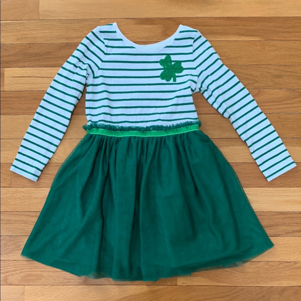 St. Patrick's Day Striped Dress with Lined Green Tulle Skirt